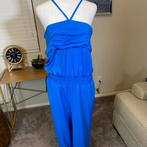 Bebe Smocked Open-Back Jumpsuit – Size 12 – NWT – Blue